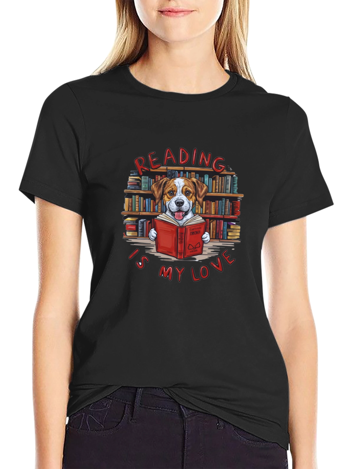 Reading Dog T-Shirt - Book Lover Tee