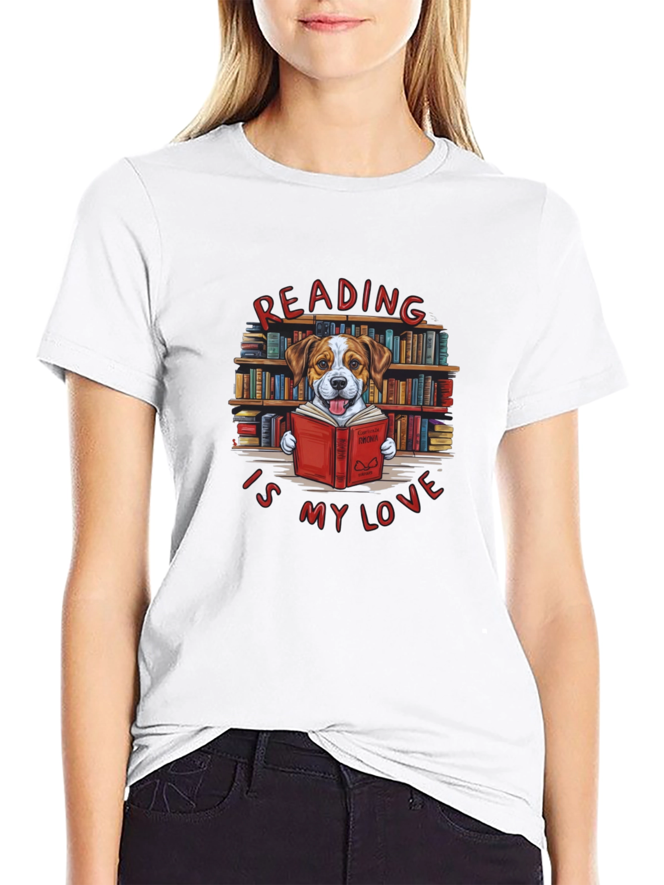 Reading Dog T-Shirt - Book Lover Tee
