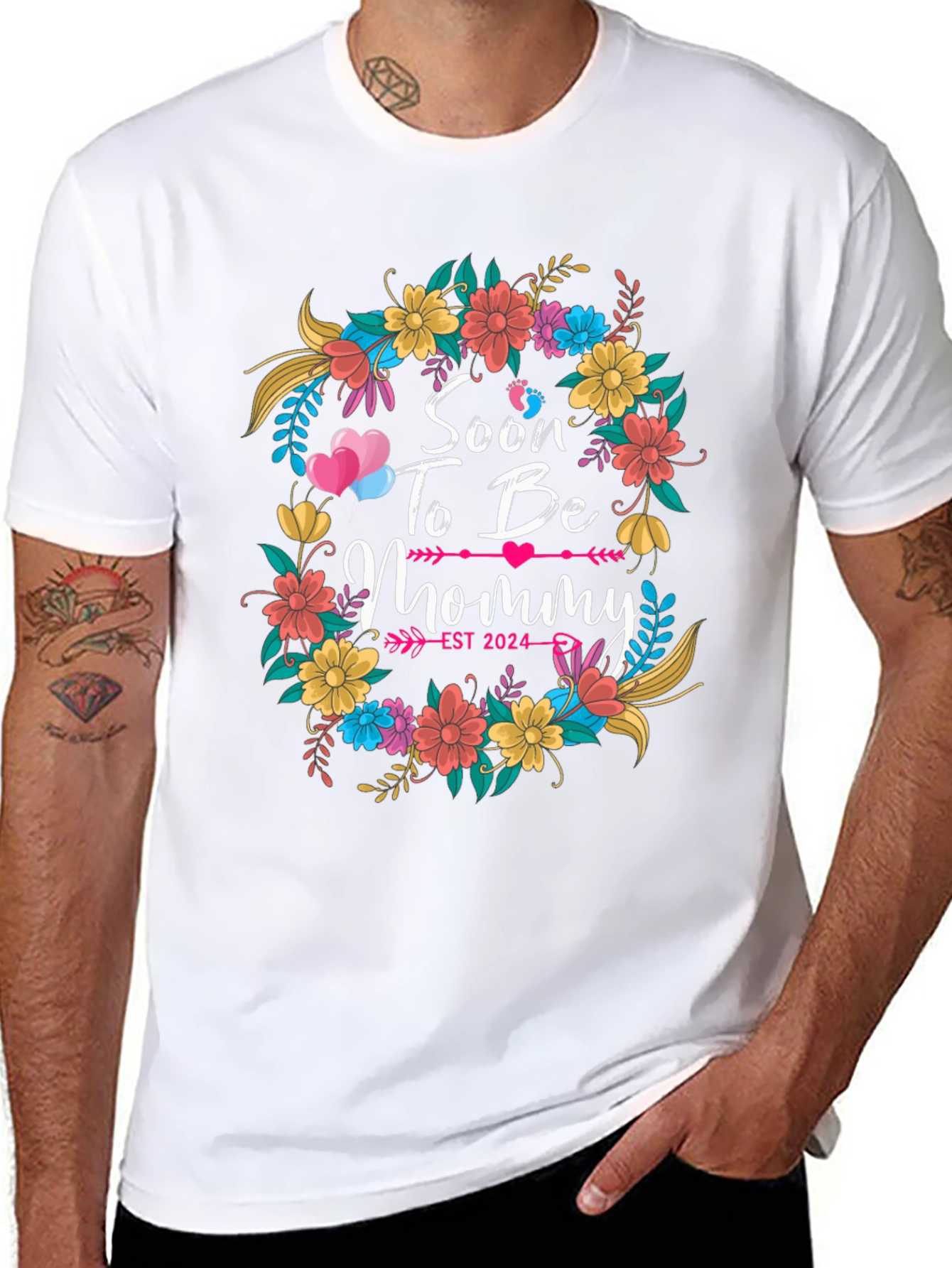 Soon To Be Mommy Est 2024 Floral T-Shirt