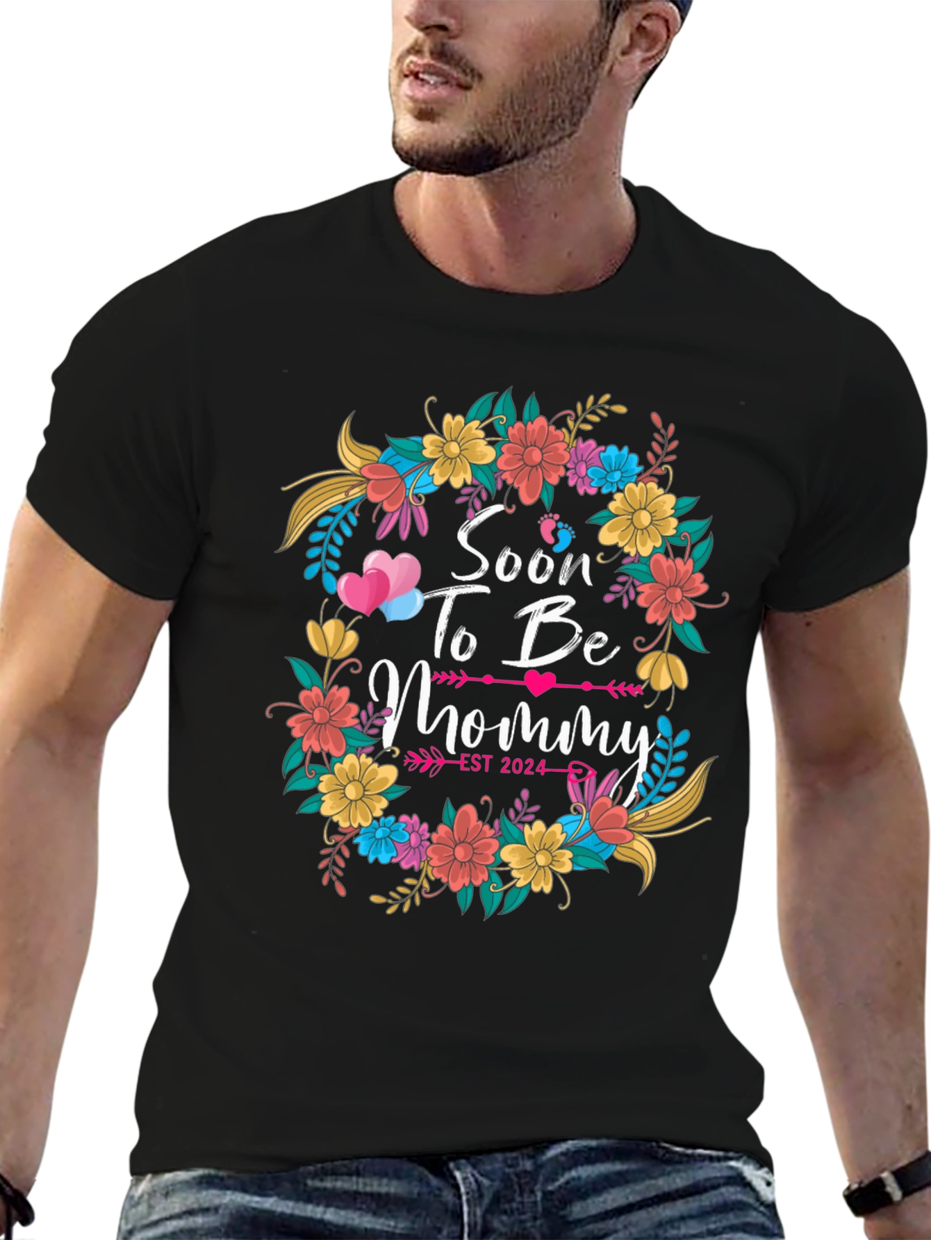 Soon To Be Mommy Est 2024 Floral T-Shirt