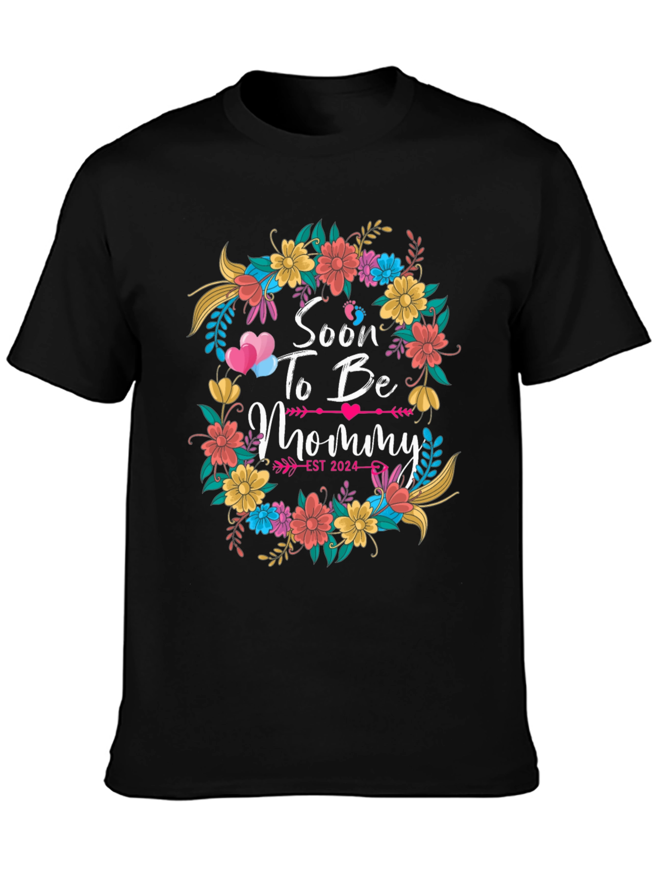Soon To Be Mommy Est 2024 Floral T-Shirt