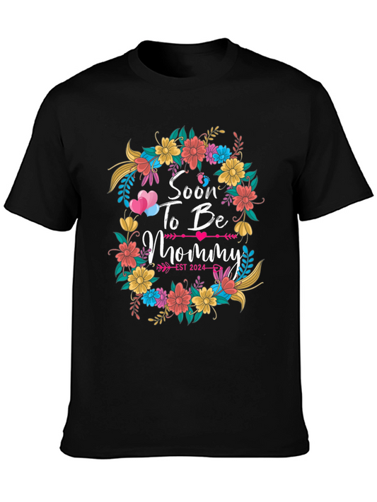 Soon To Be Mommy Est 2024 Floral T-Shirt
