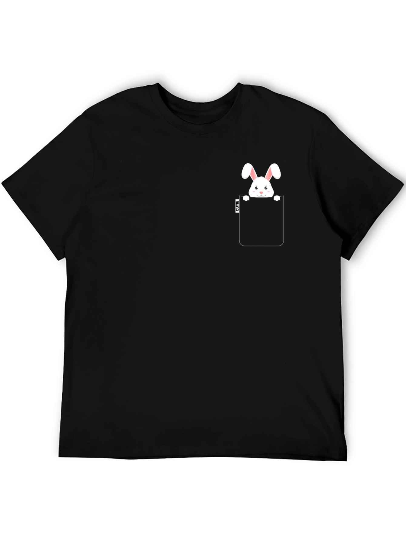 Cute Bunny Pocket Black T-Shirt