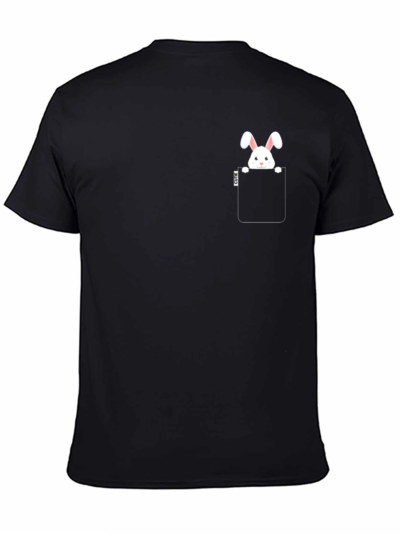 Cute Bunny Pocket Black T-Shirt