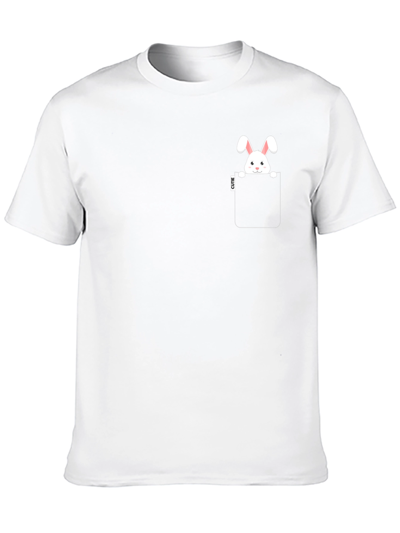Cute Bunny Pocket Black T-Shirt