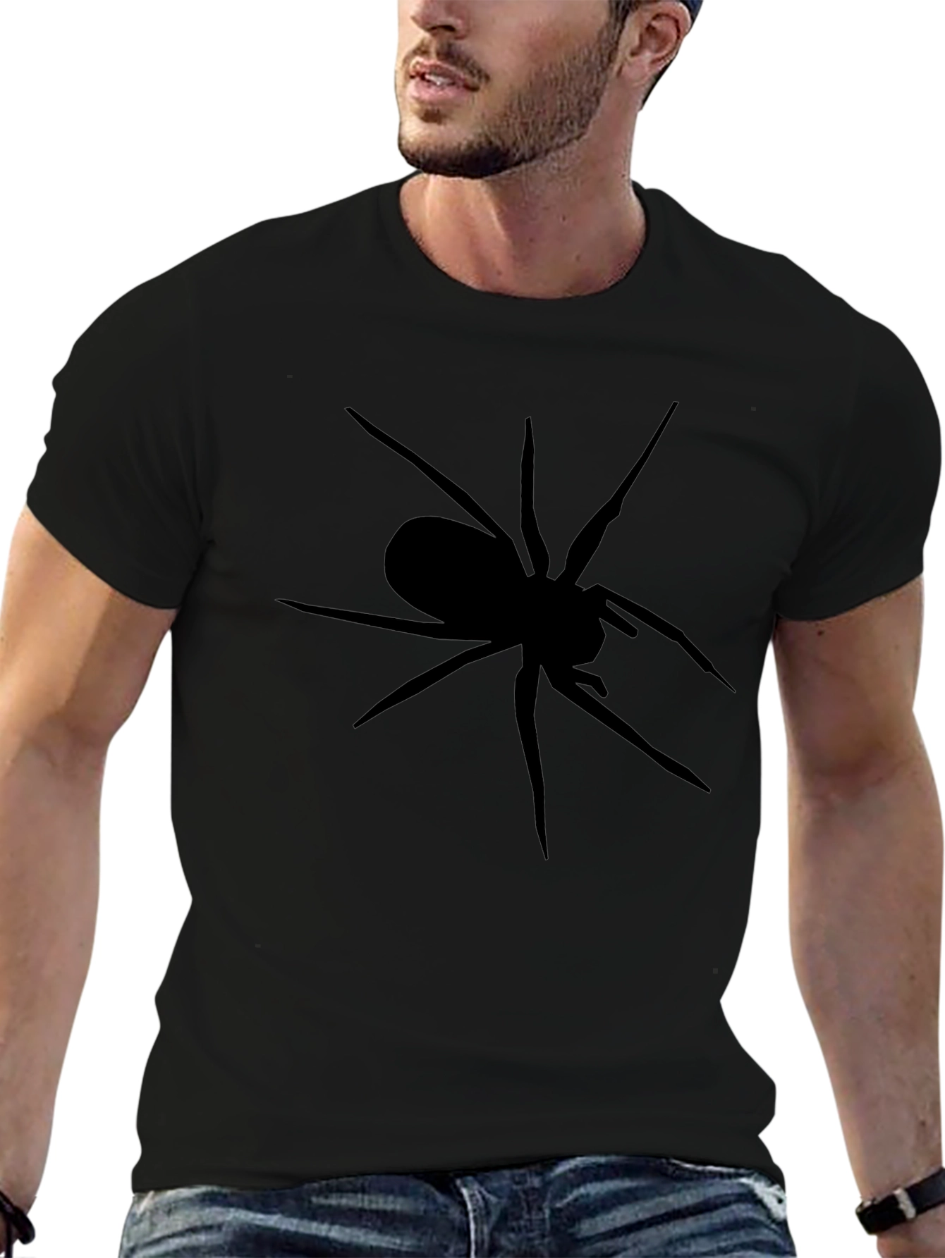 Black Spider Graphic T-Shirt - Mens Casual Tee