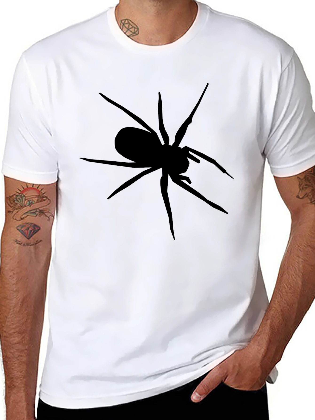 Black Spider Graphic T-Shirt - Mens Casual Tee