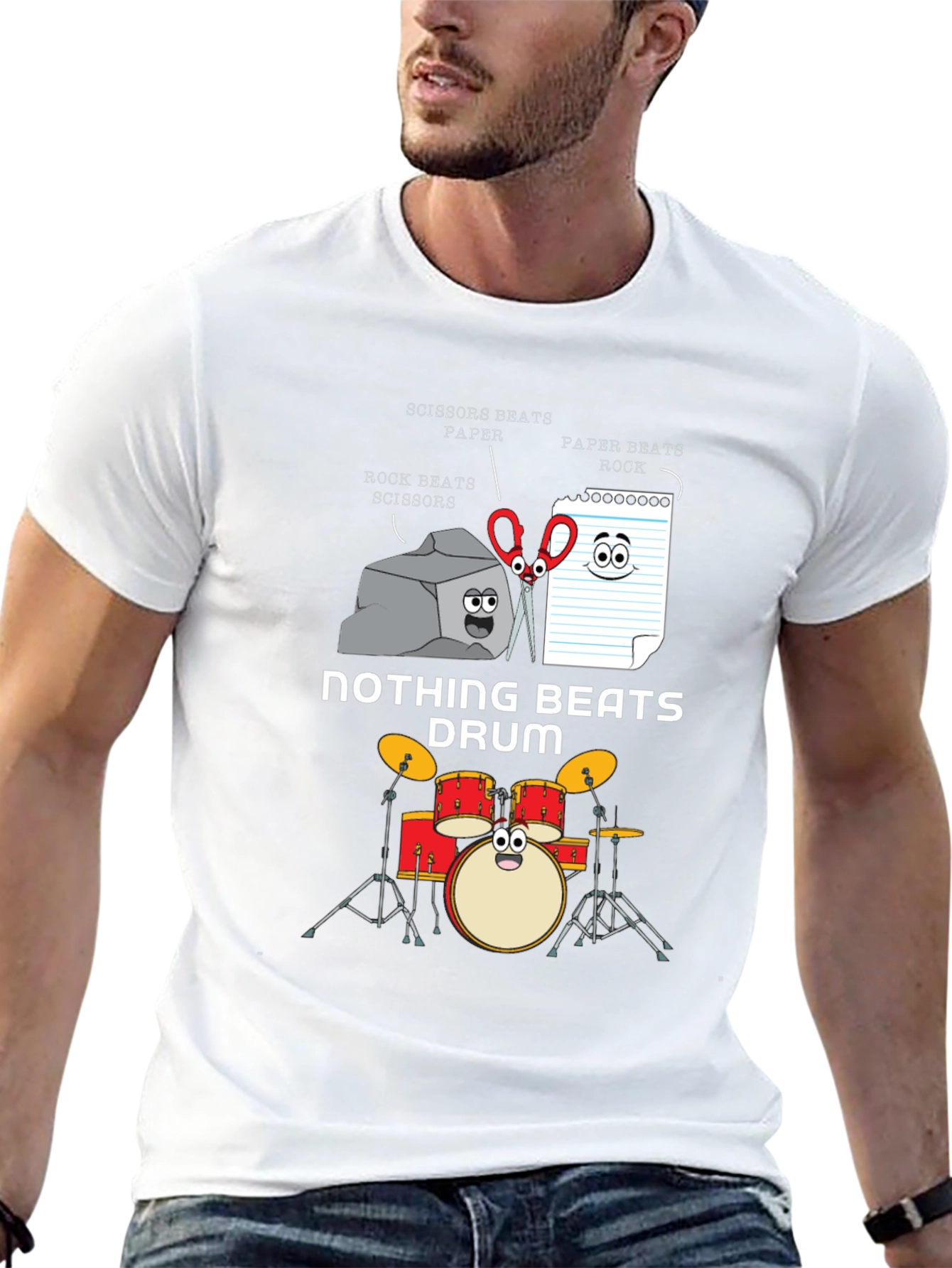 Rock Paper Scissors Drum Funny T-Shirt