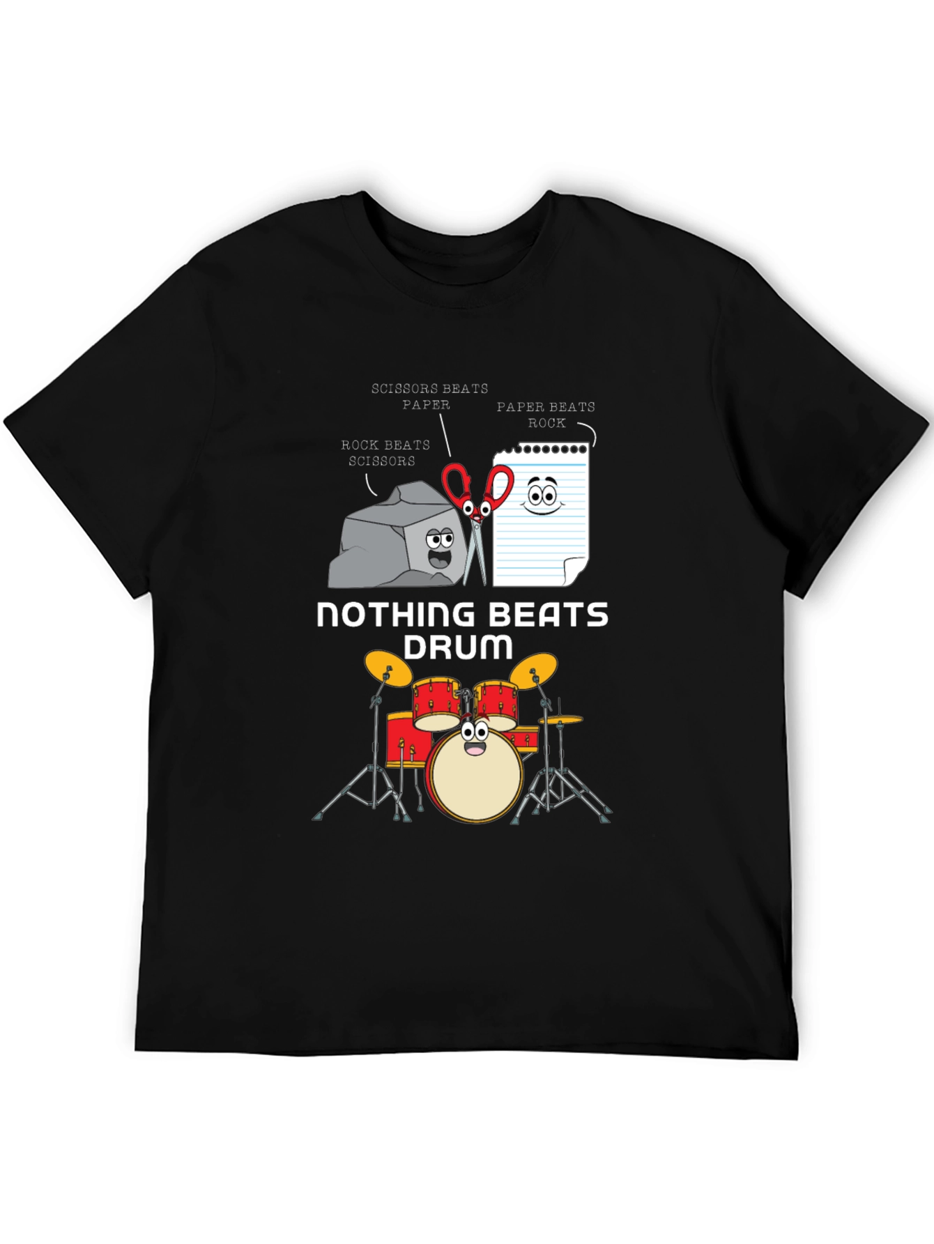Rock Paper Scissors Drum Funny T-Shirt