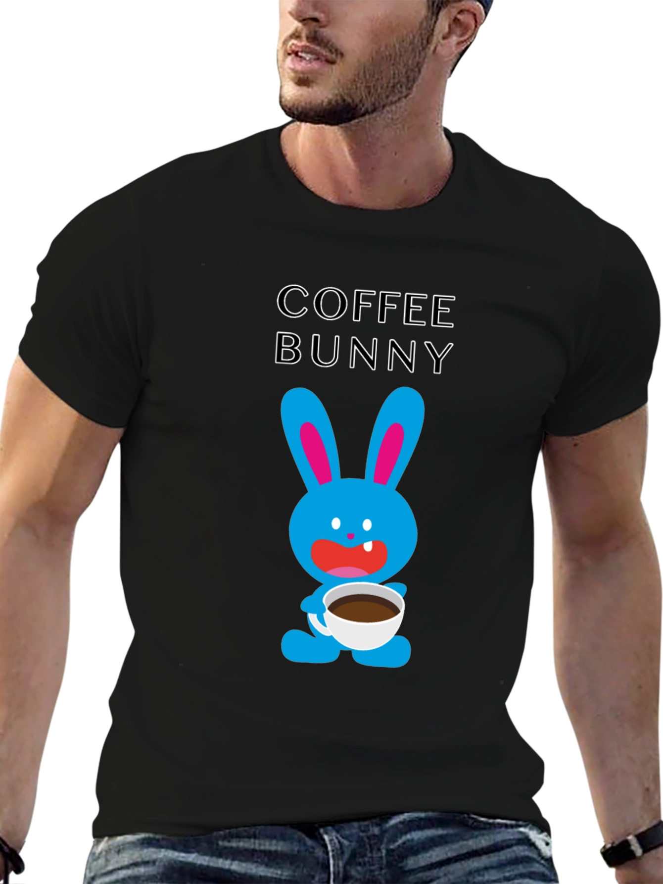 Coffee Bunny T-Shirt - Cute Cartoon Graphic Tee