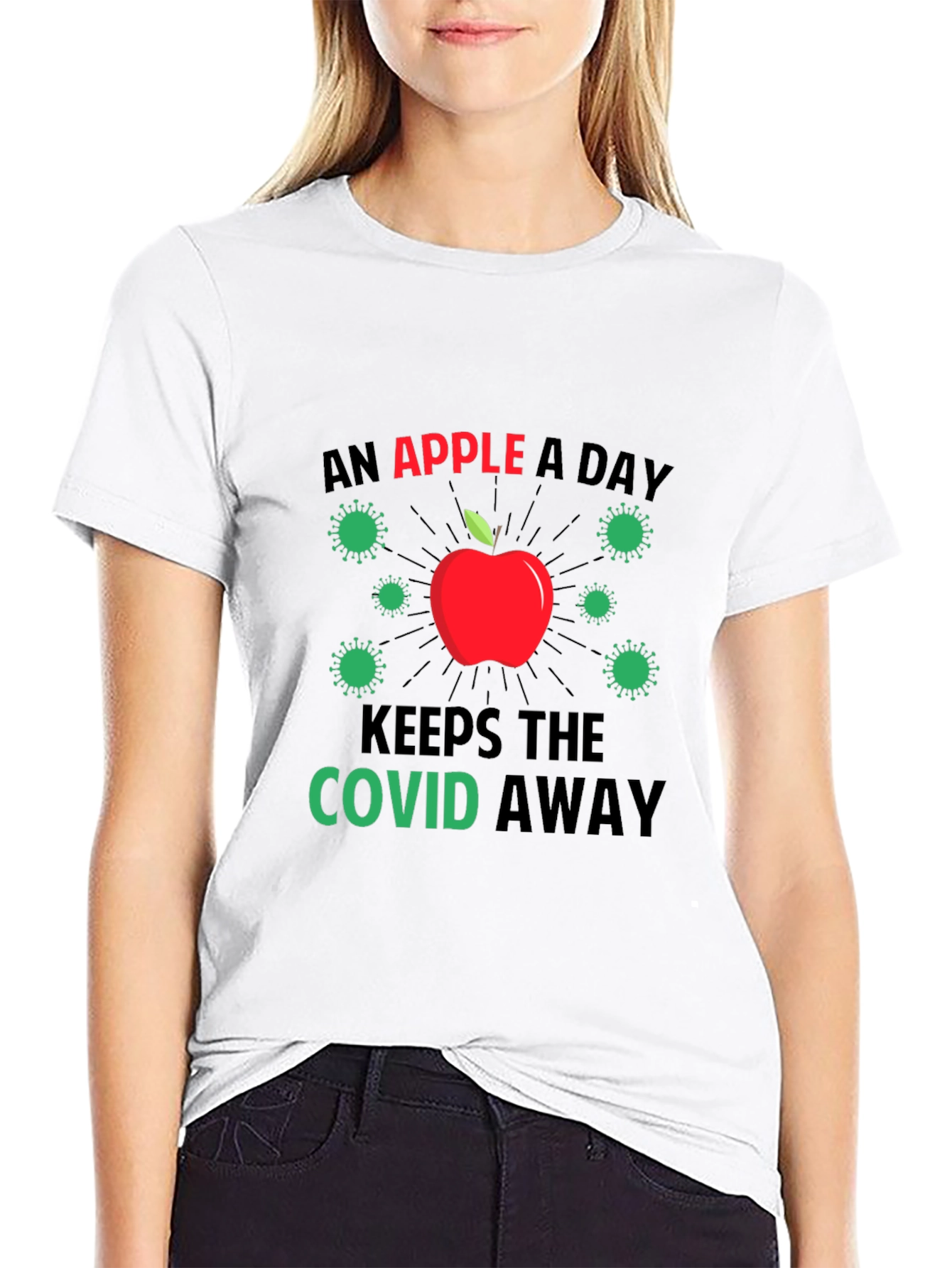 An Apple A Day Keeps COVID Away Black T-Shirt