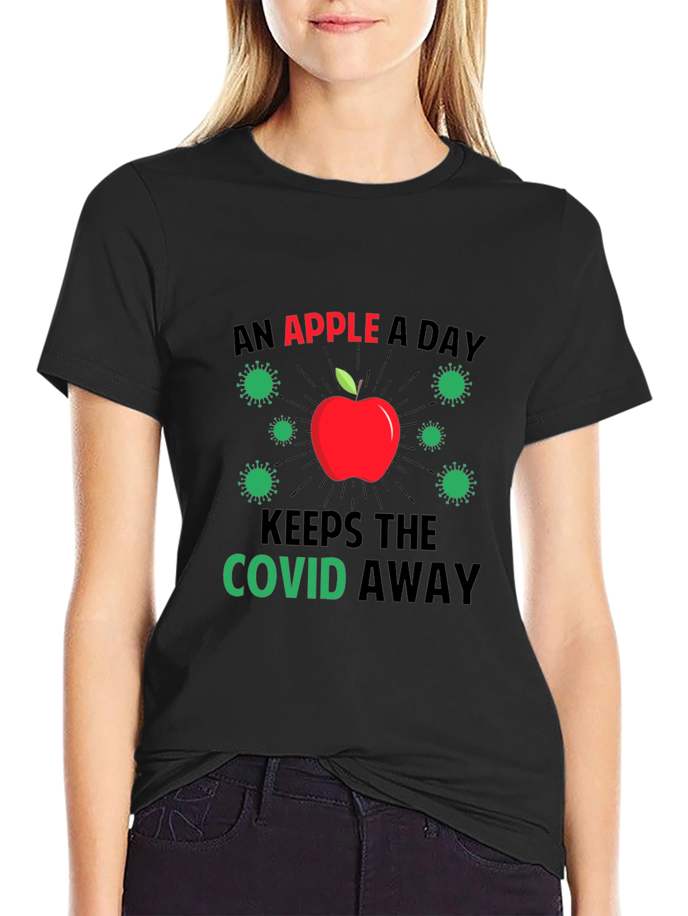 An Apple A Day Keeps COVID Away Black T-Shirt