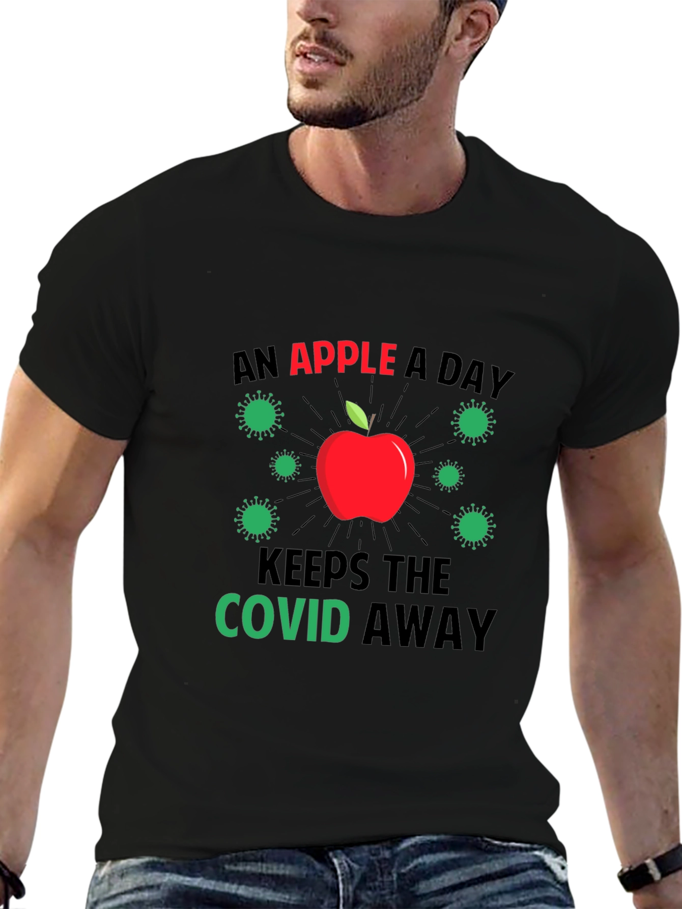 An Apple A Day Keeps COVID Away Black T-Shirt