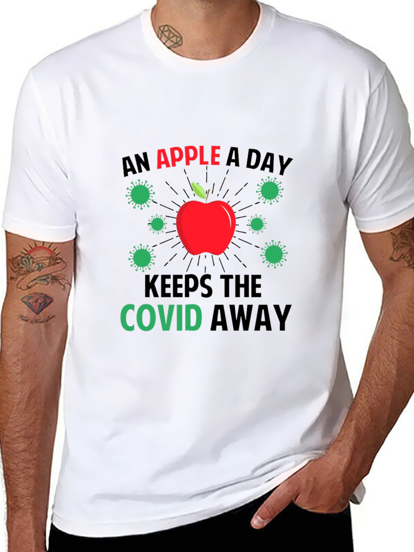 An Apple A Day Keeps COVID Away Black T-Shirt