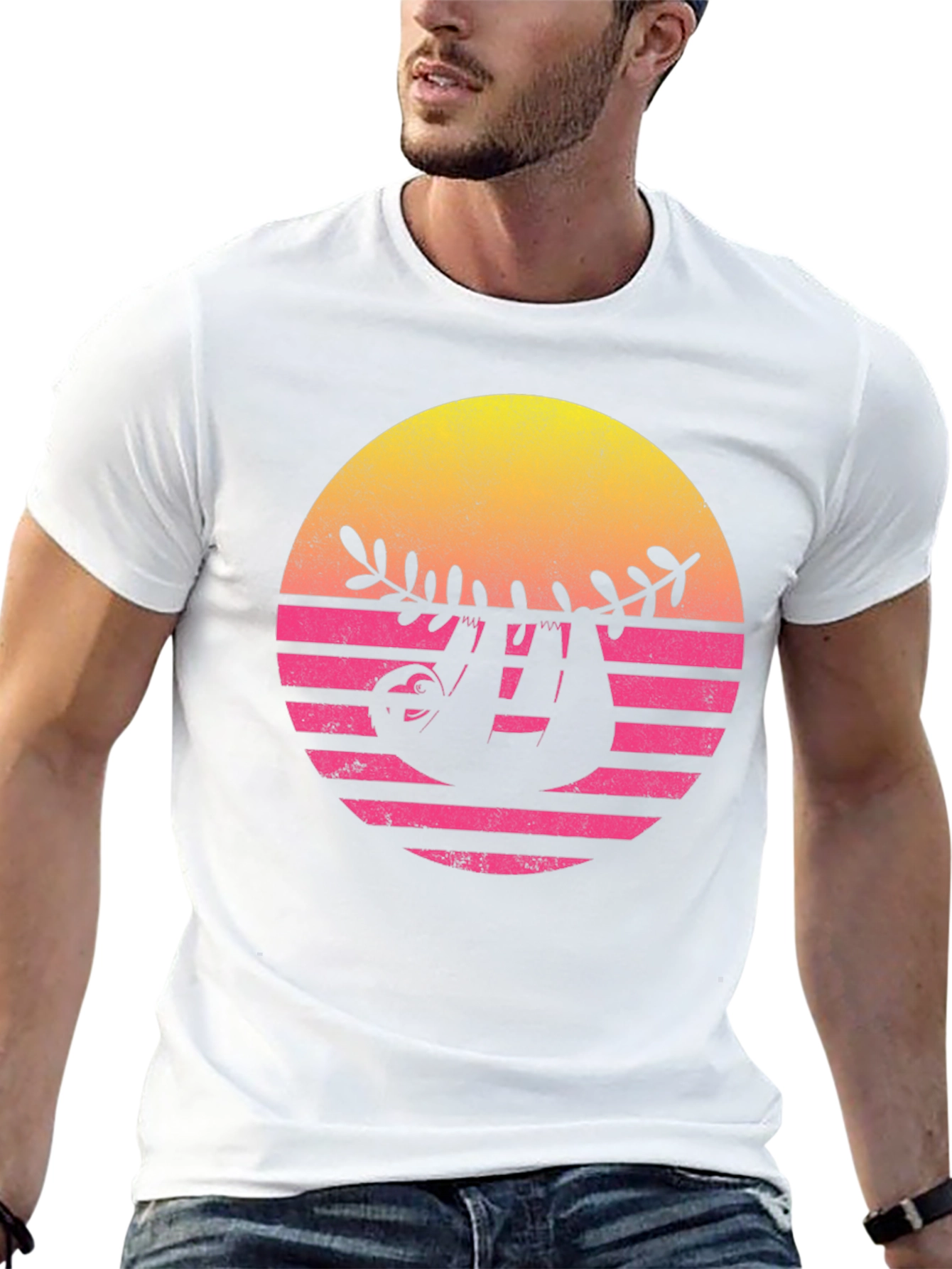 Retro Sloth Graphic Tee - Casual Comfort