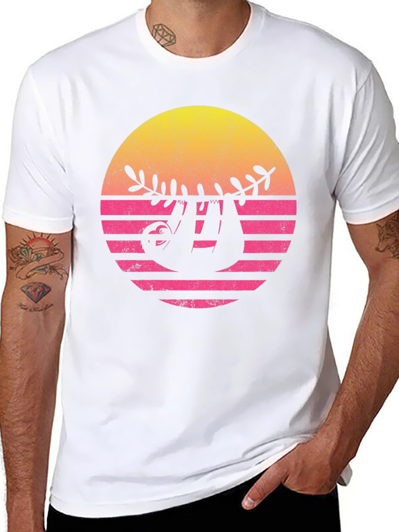 Retro Sloth Graphic Tee - Casual Comfort
