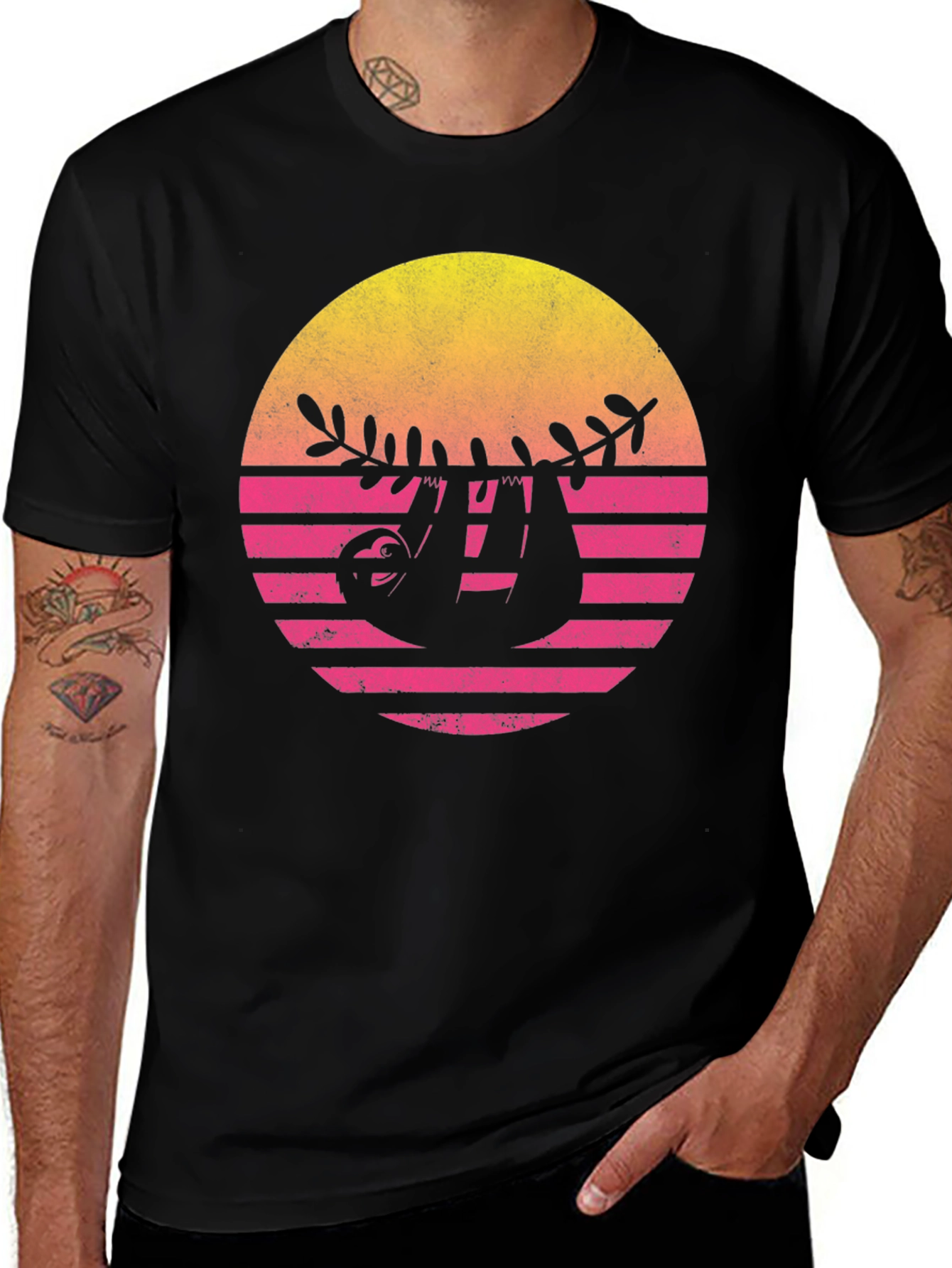 Retro Sloth Graphic Tee - Casual Comfort