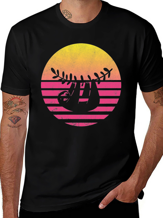 Retro Sloth Graphic Tee - Casual Comfort