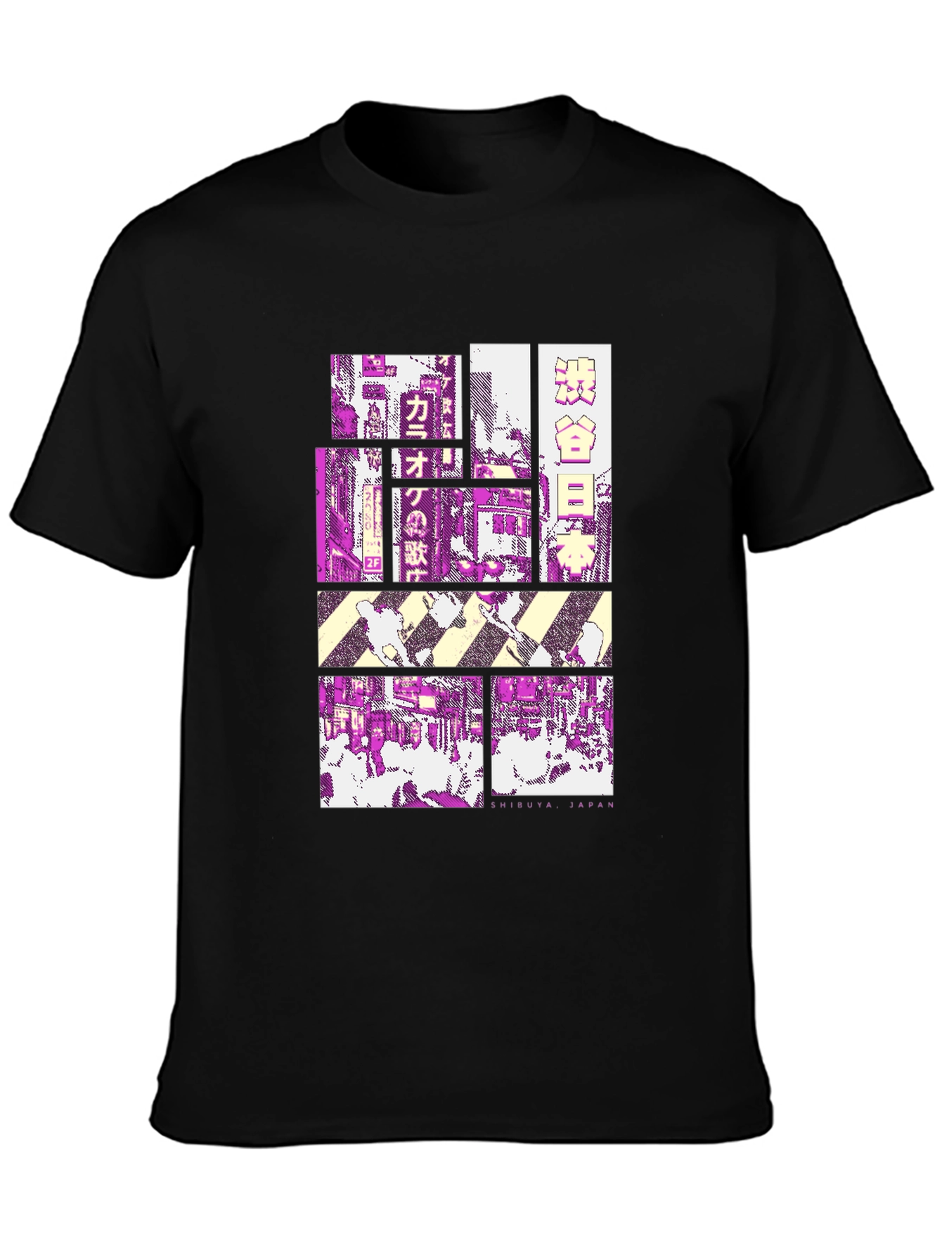 Shibuya Japan Graphic Tee - Black Cotton T-Shirt