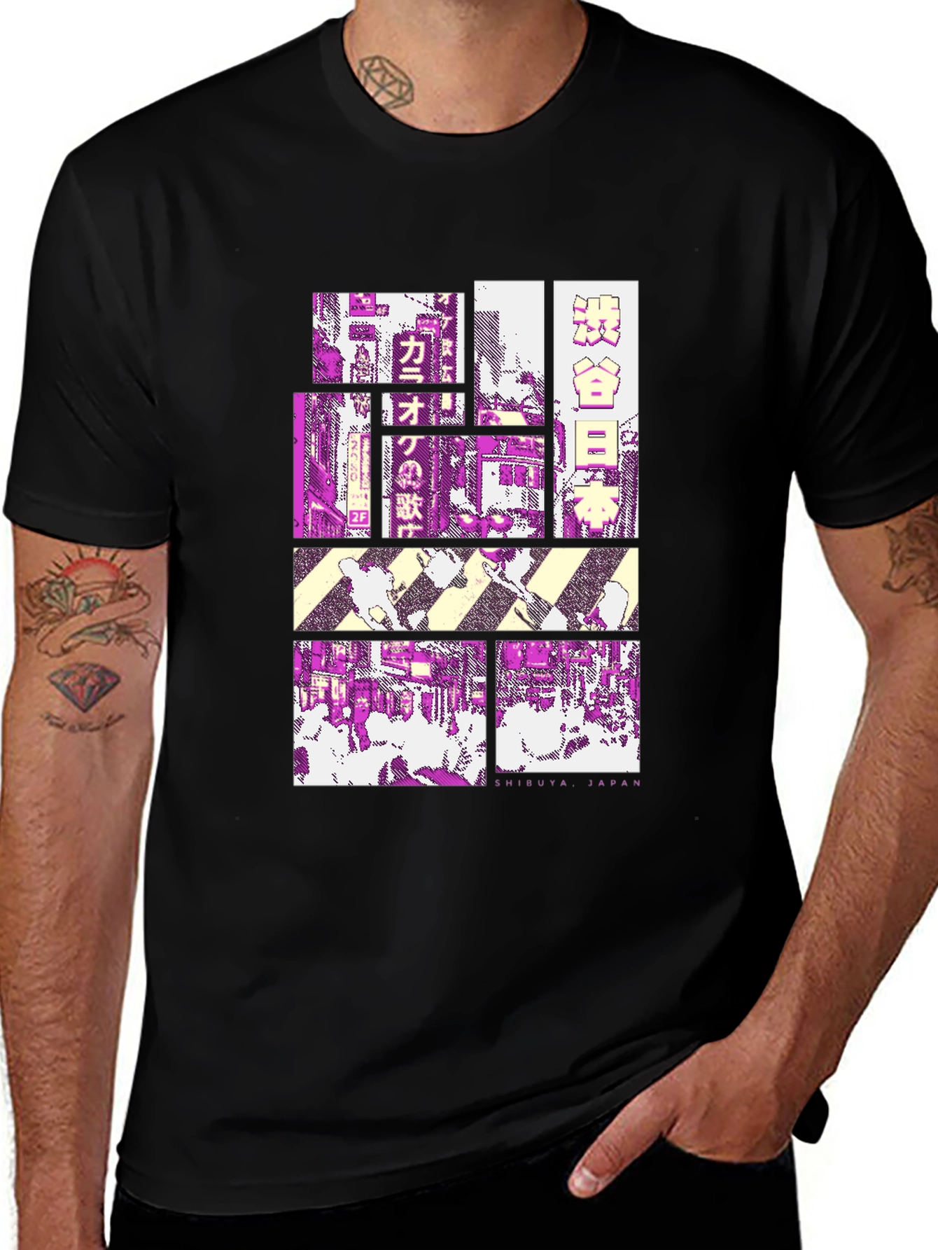 Shibuya Japan Graphic Tee - Black Cotton T-Shirt