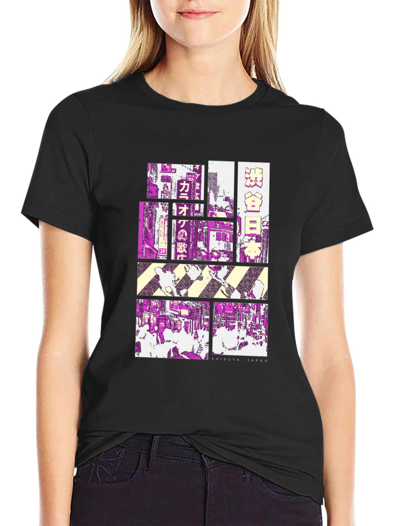 Shibuya Japan Graphic Tee - Black Cotton T-Shirt