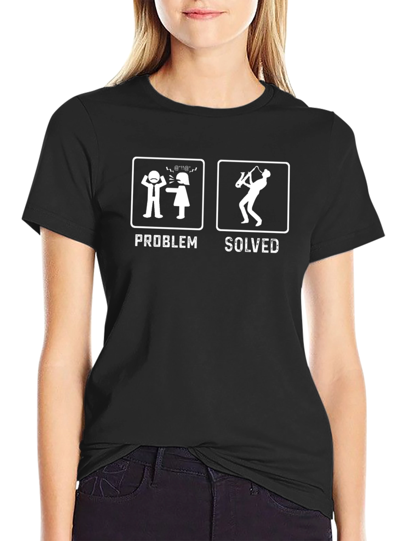 Problem Solved Saxophone T-Shirt Funny Musician Tee