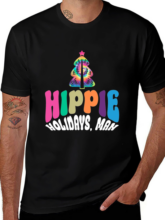 Hippie Holidays Man T-Shirt - Retro Tie Dye Christmas Tee