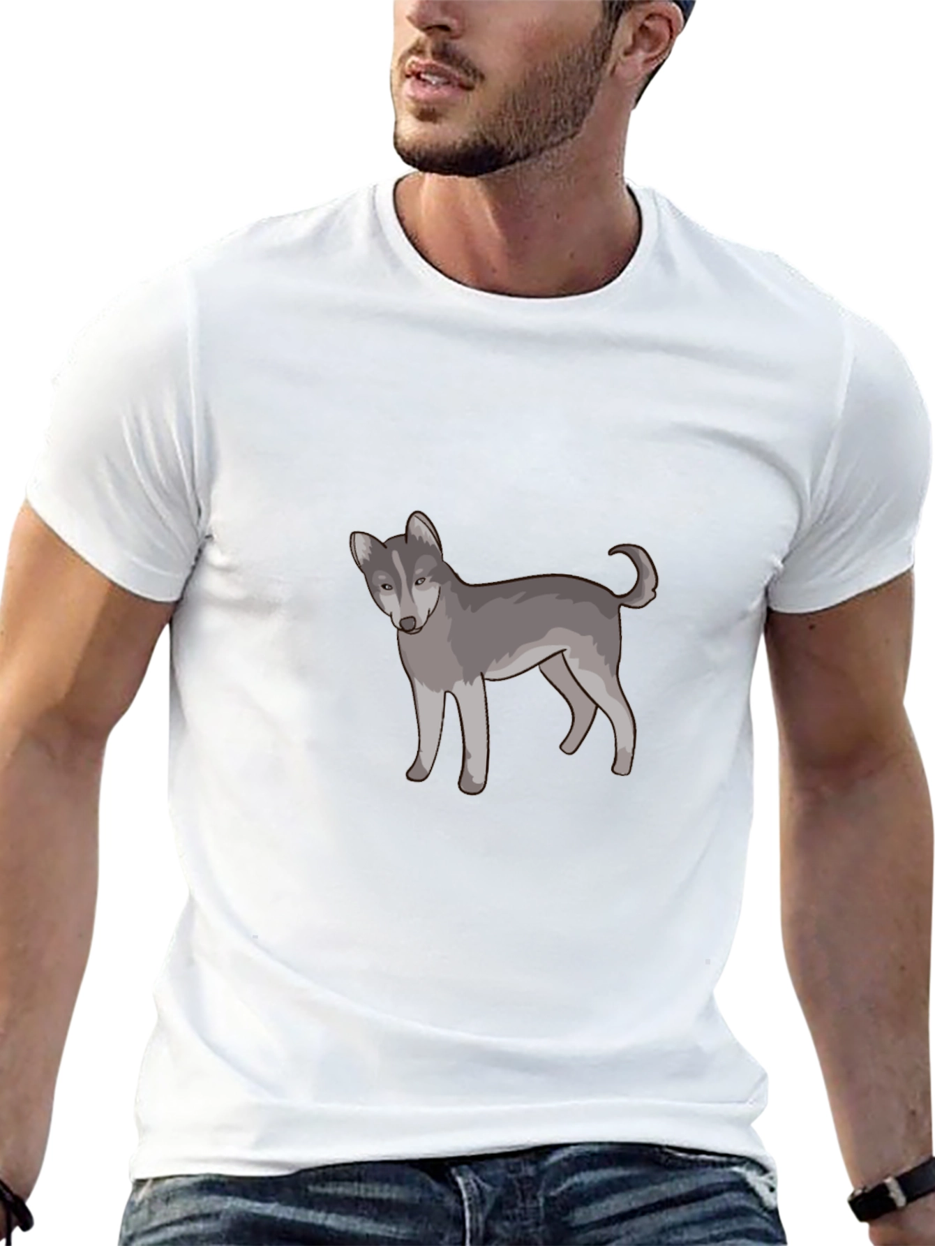 Wolf Graphic Print T-Shirt - Casual Cotton Tee