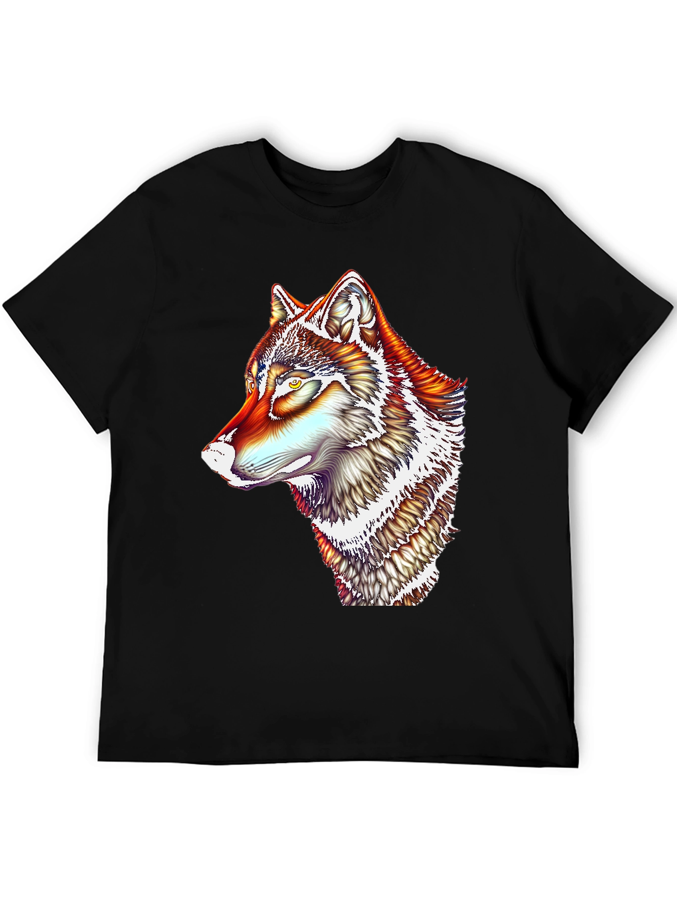 Vivid Wolf Graphic T-Shirt - Mens Black Tee