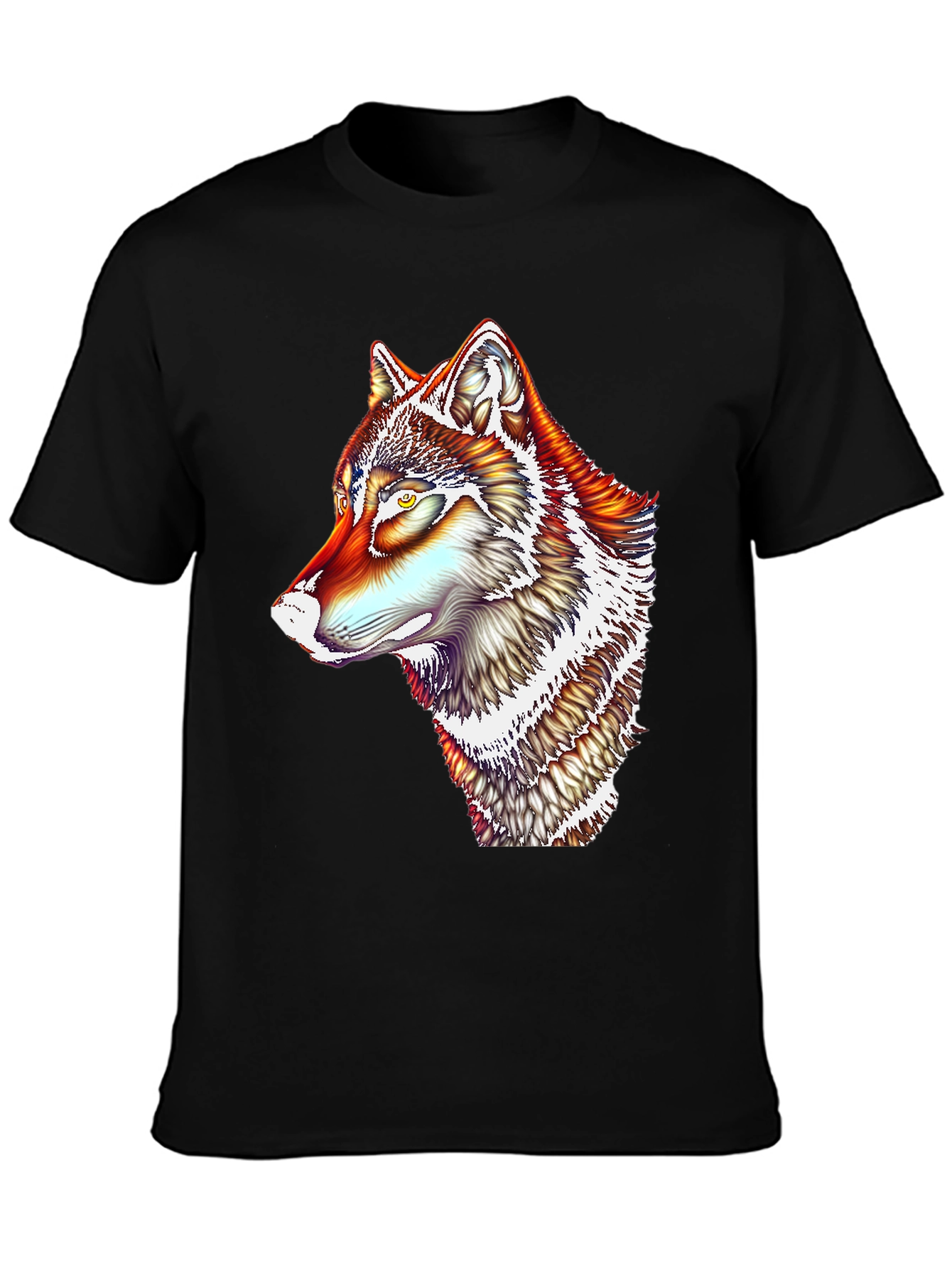 Vivid Wolf Graphic T-Shirt - Mens Black Tee