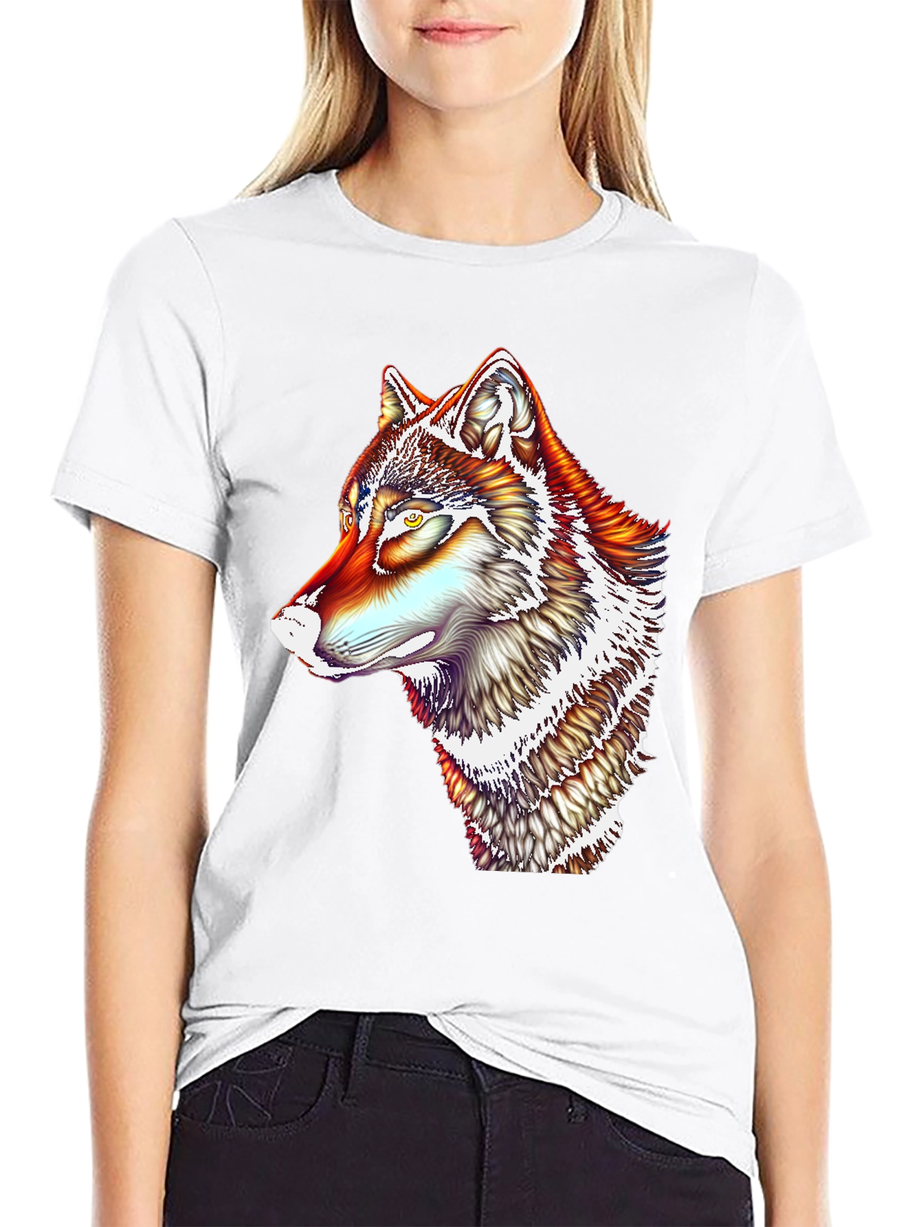 Vivid Wolf Graphic T-Shirt - Mens Black Tee