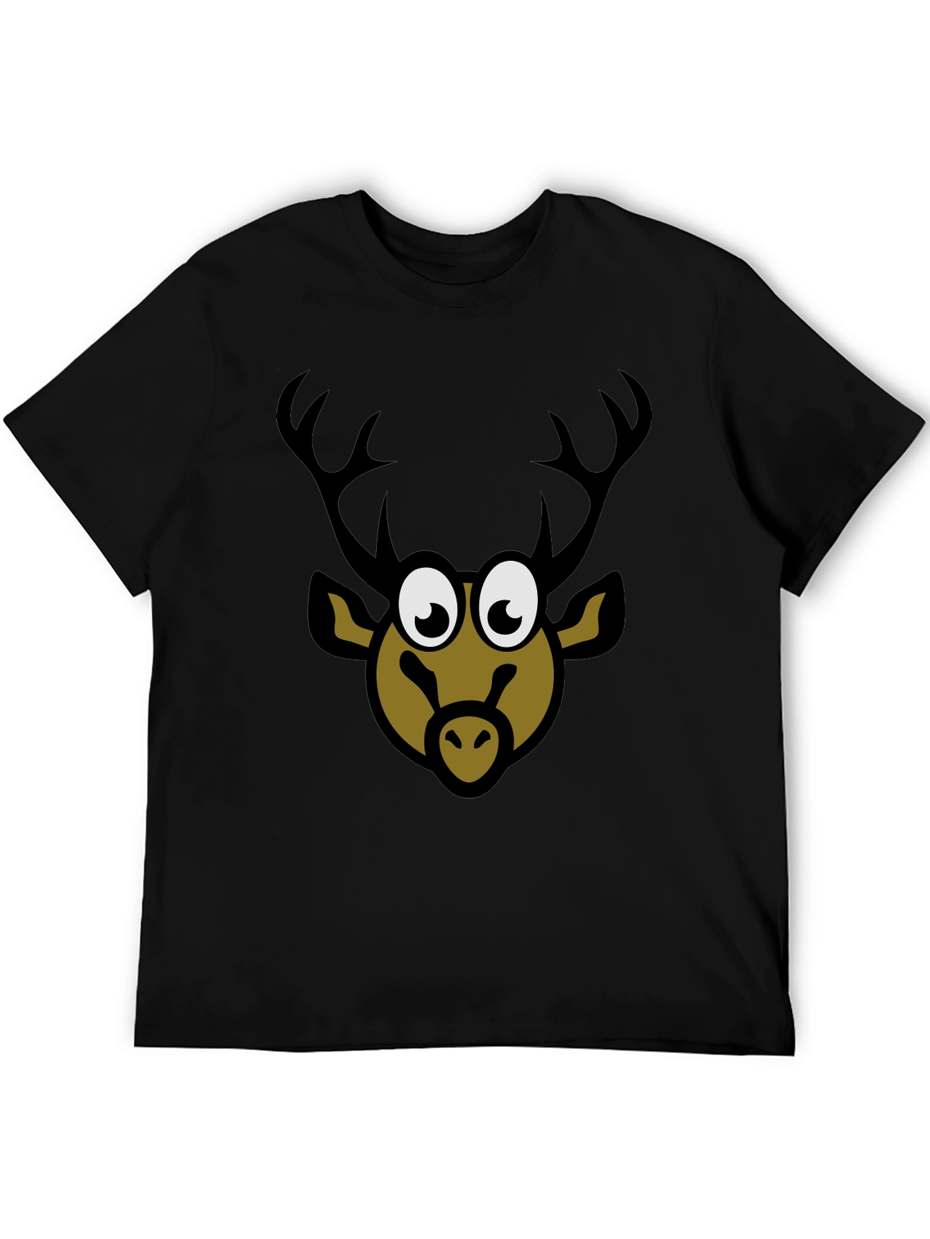 Cartoon Deer Graphic Tee - Black T-Shirt