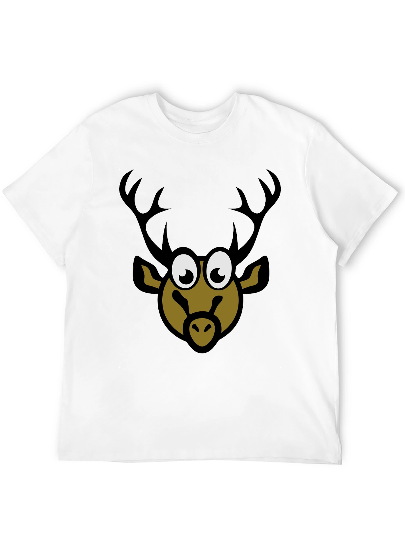 Cartoon Deer Graphic Tee - Black T-Shirt