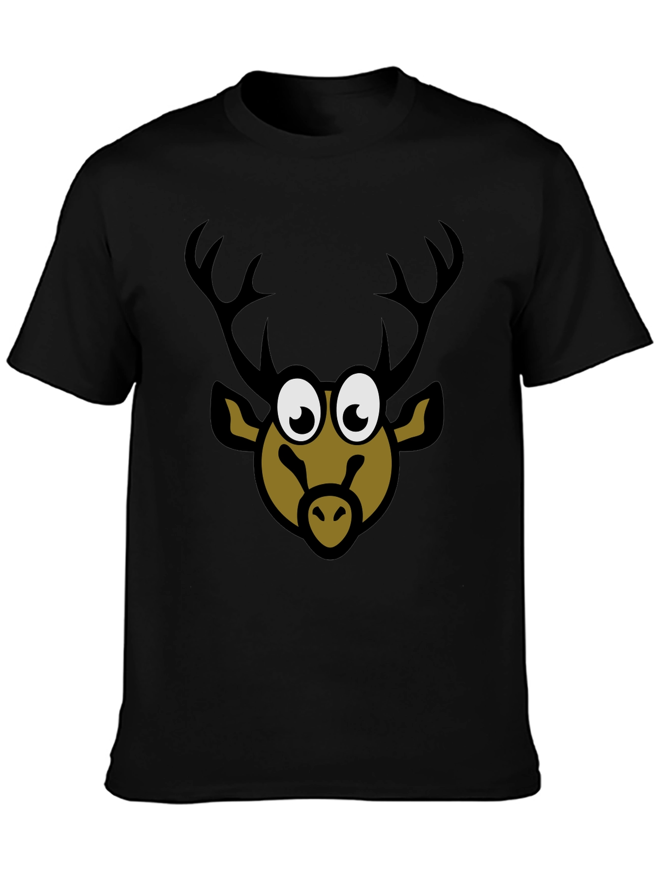 Cartoon Deer Graphic Tee - Black T-Shirt
