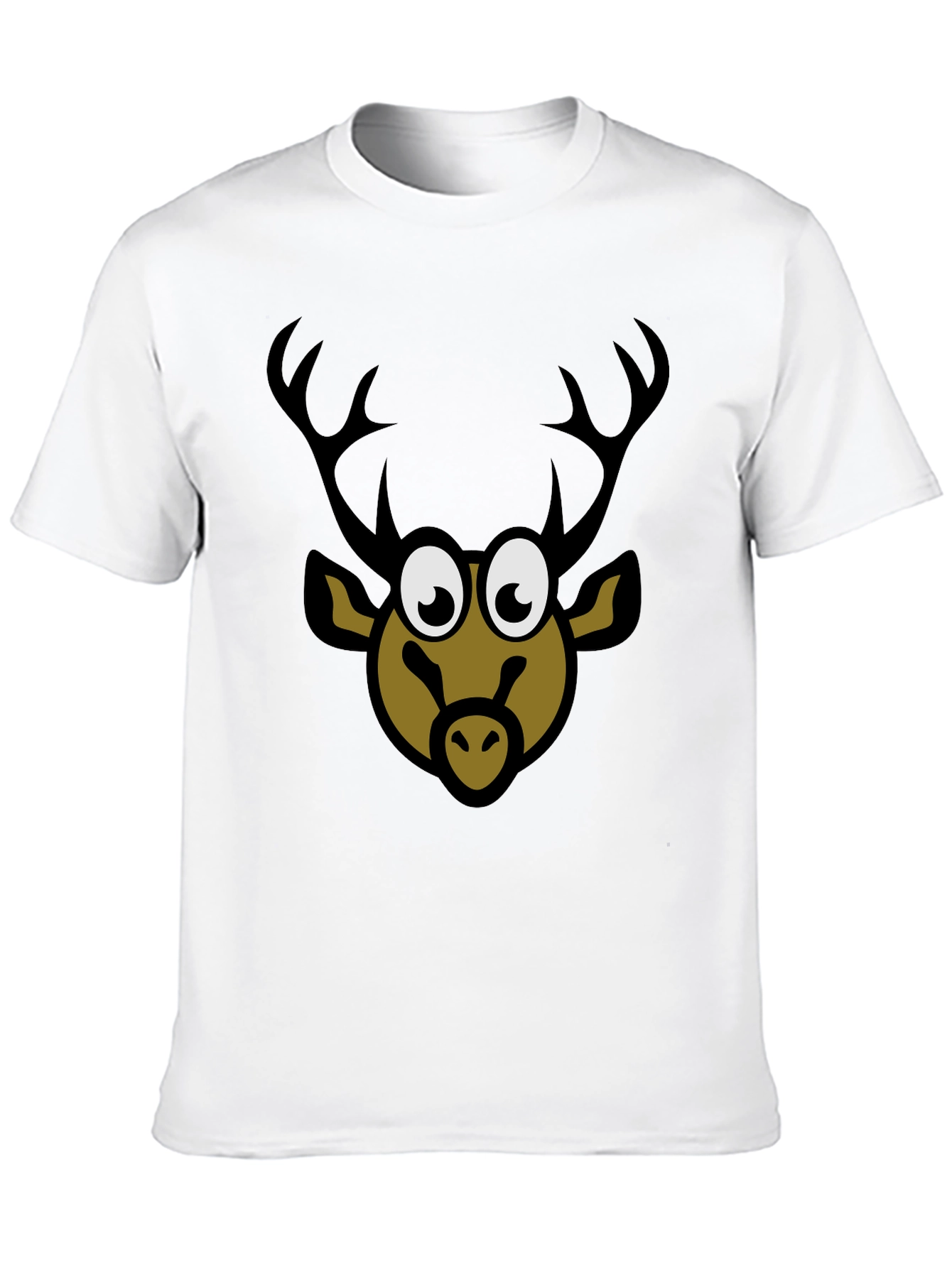 Cartoon Deer Graphic Tee - Black T-Shirt