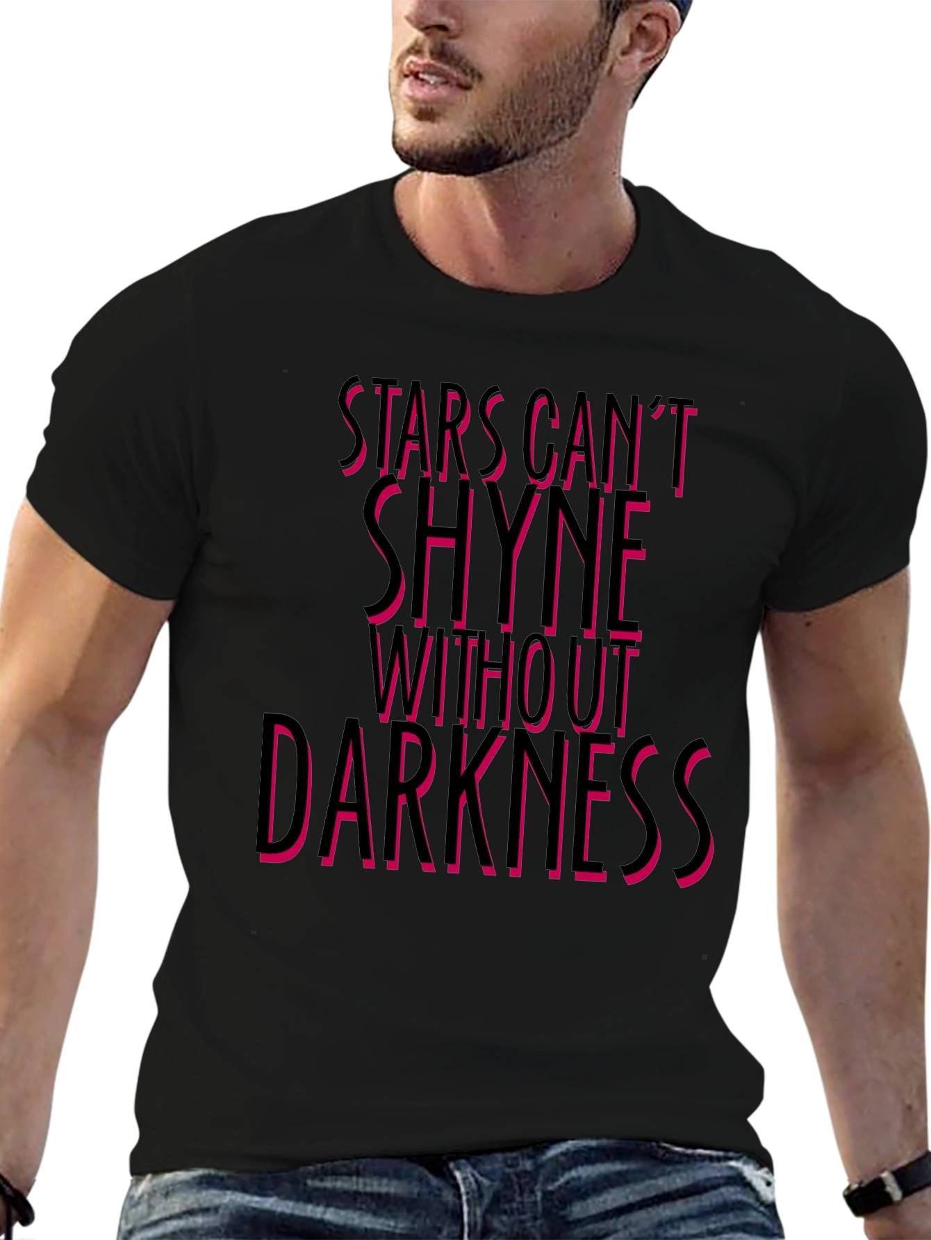 Stars Cant Shine Graphic Tee - Black Crew Neck