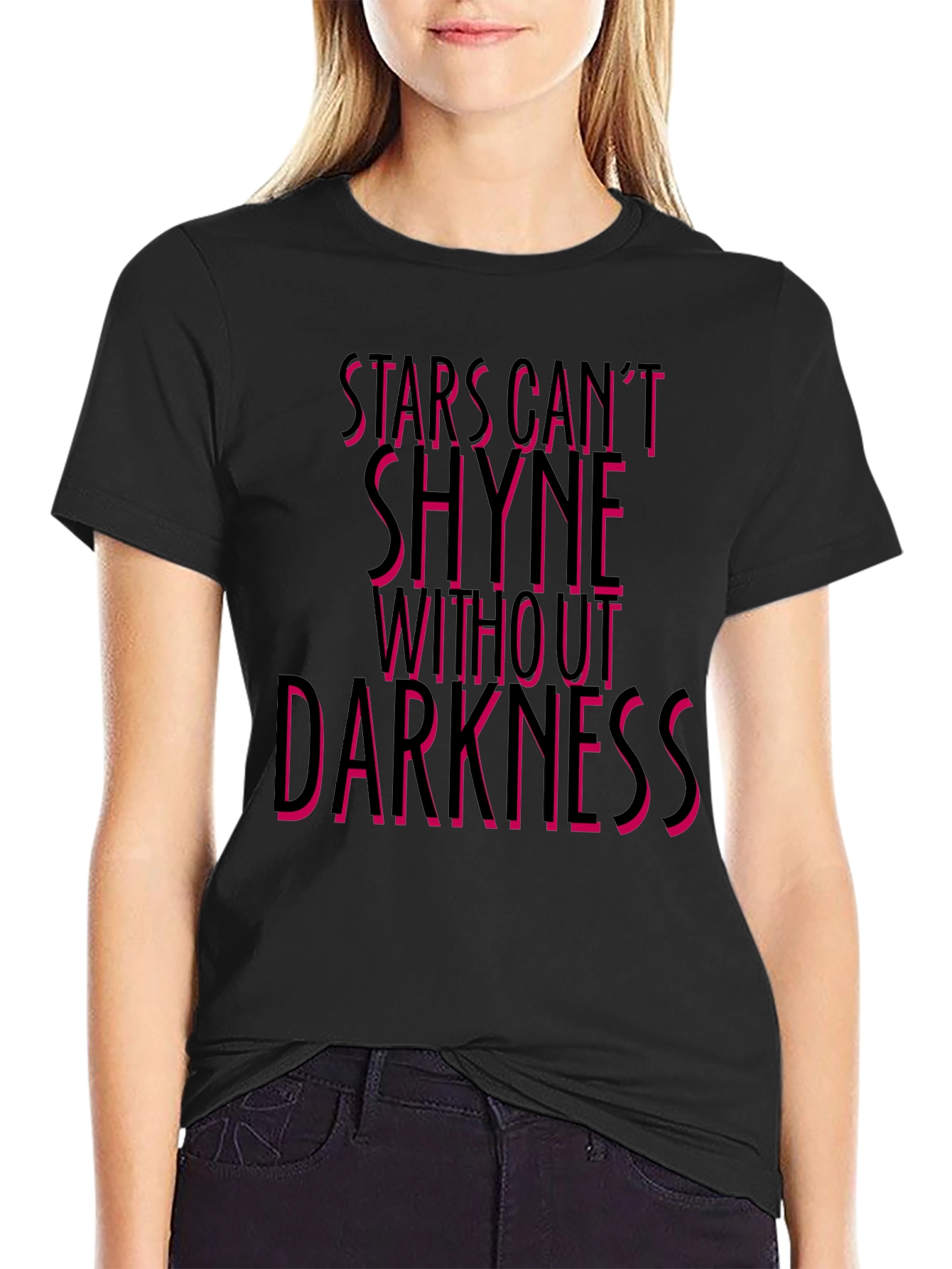 Stars Cant Shine Graphic Tee - Black Crew Neck