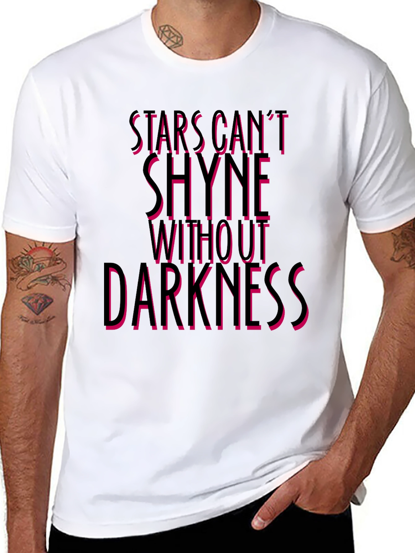 Stars Cant Shine Graphic Tee - Black Crew Neck