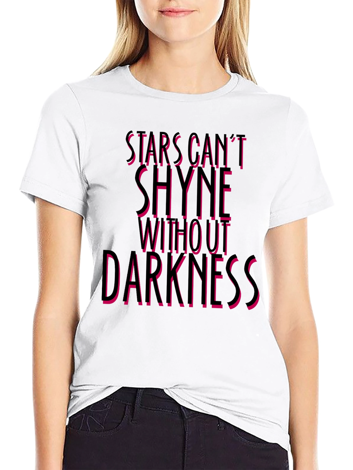 Stars Cant Shine Graphic Tee - Black Crew Neck