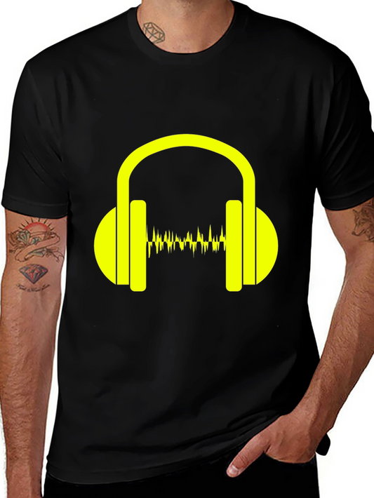 Headphones Graphic Black T-Shirt