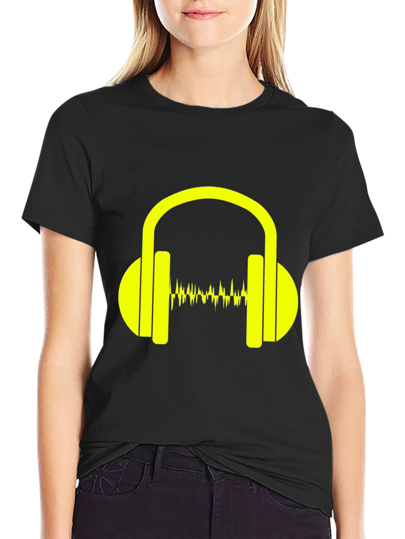 Headphones Graphic Black T-Shirt
