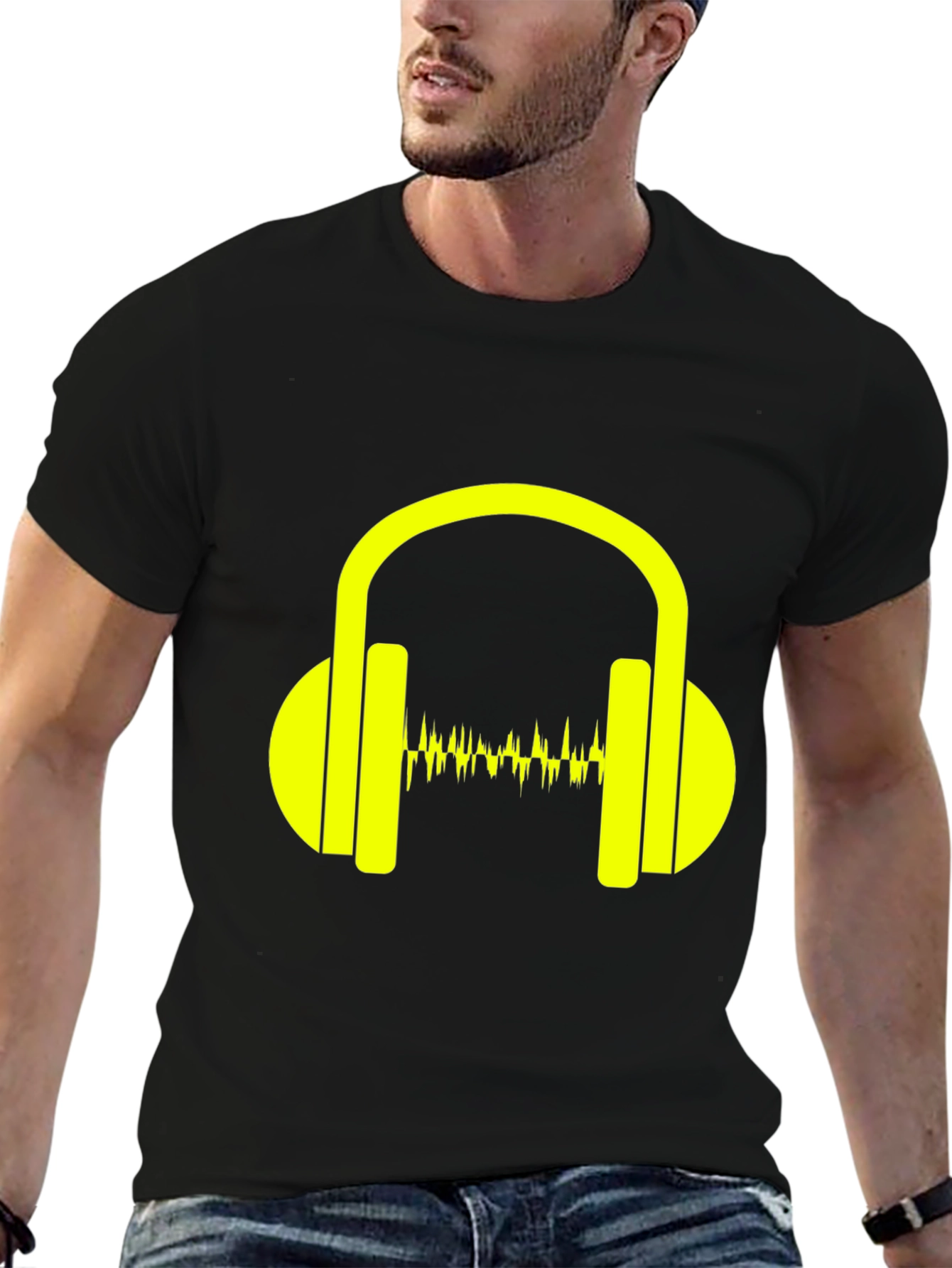Headphones Graphic Black T-Shirt