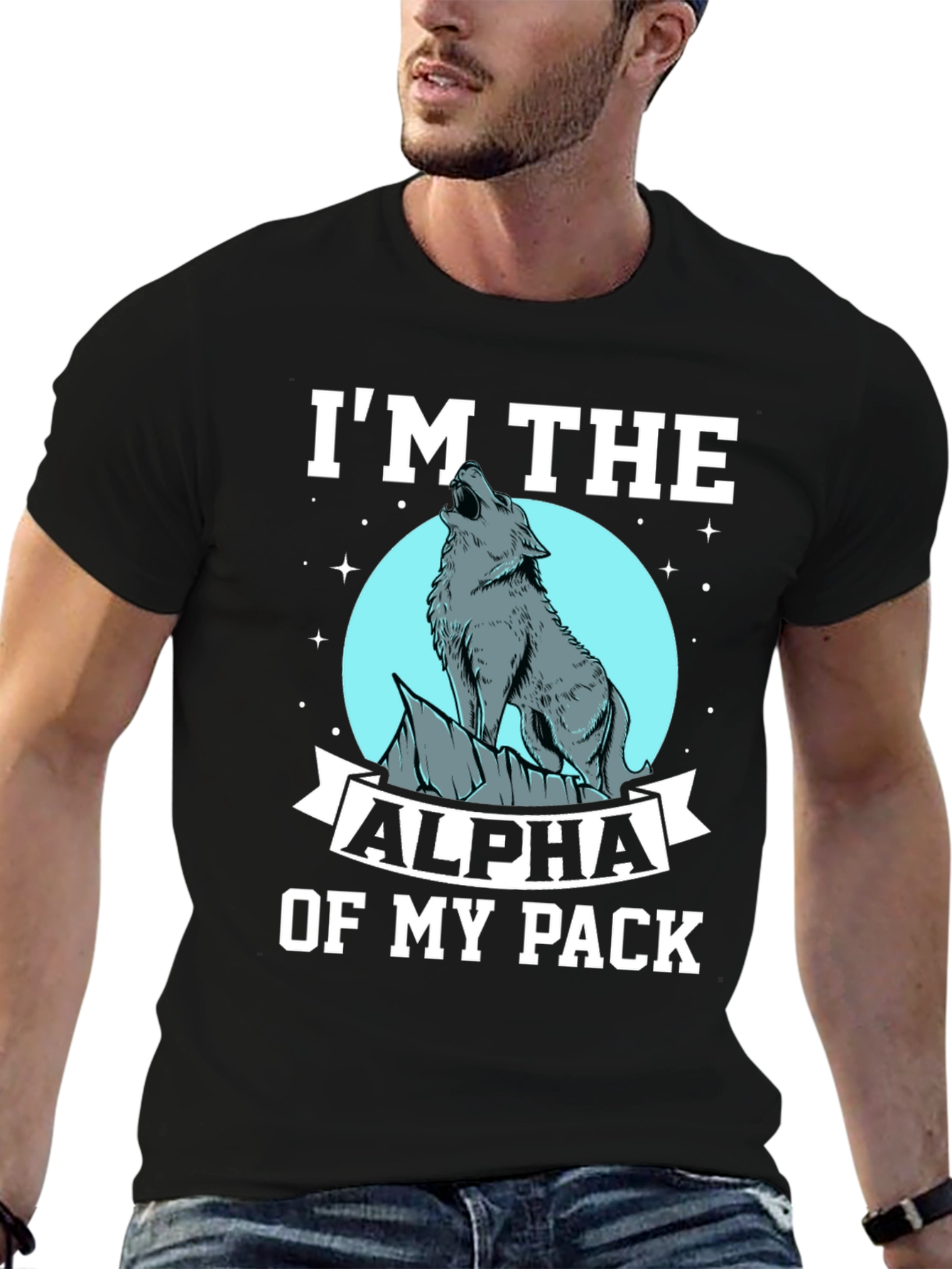 Alpha Wolf Pack Black Graphic T-Shirt