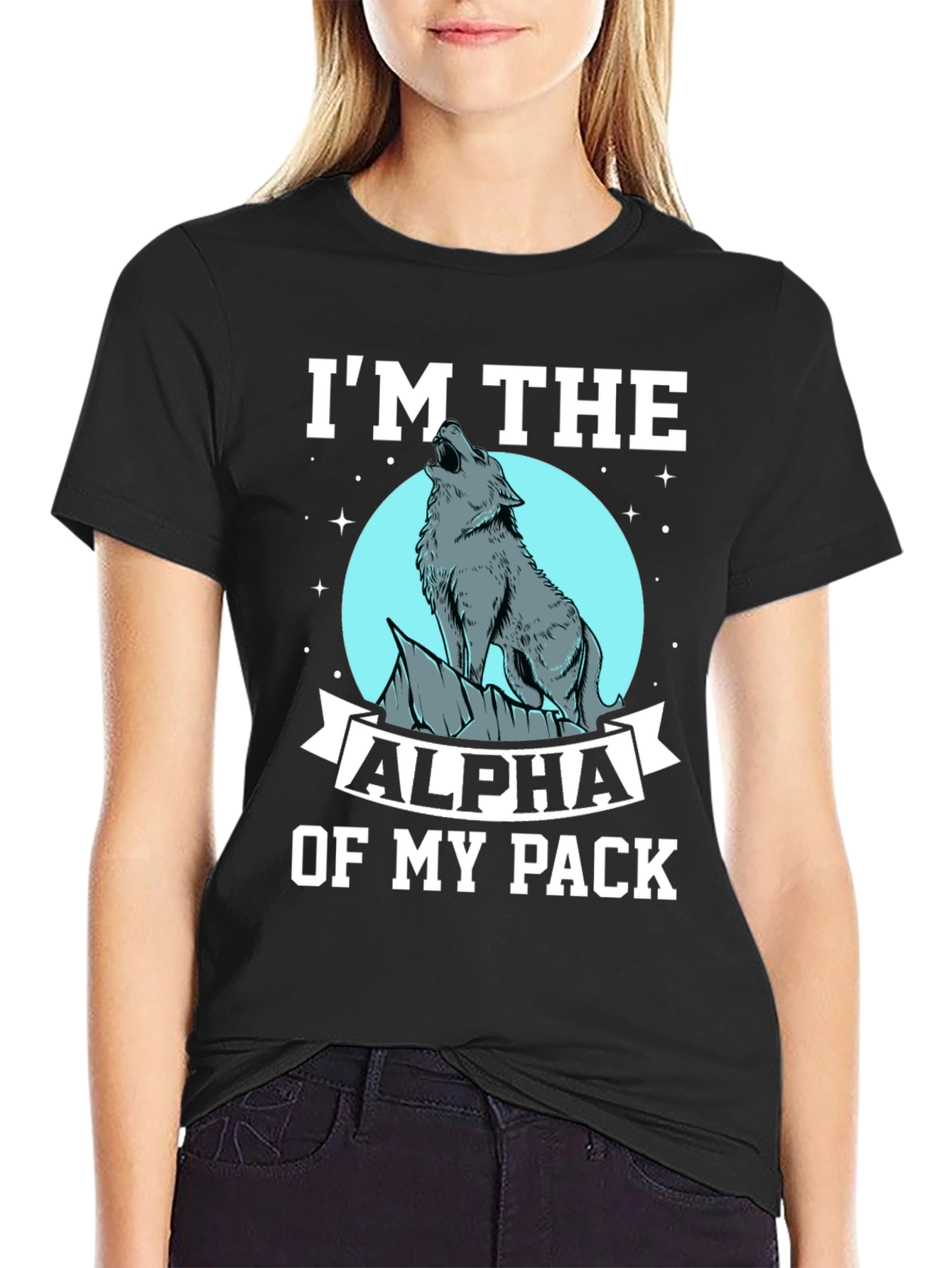 Alpha Wolf Pack Black Graphic T-Shirt
