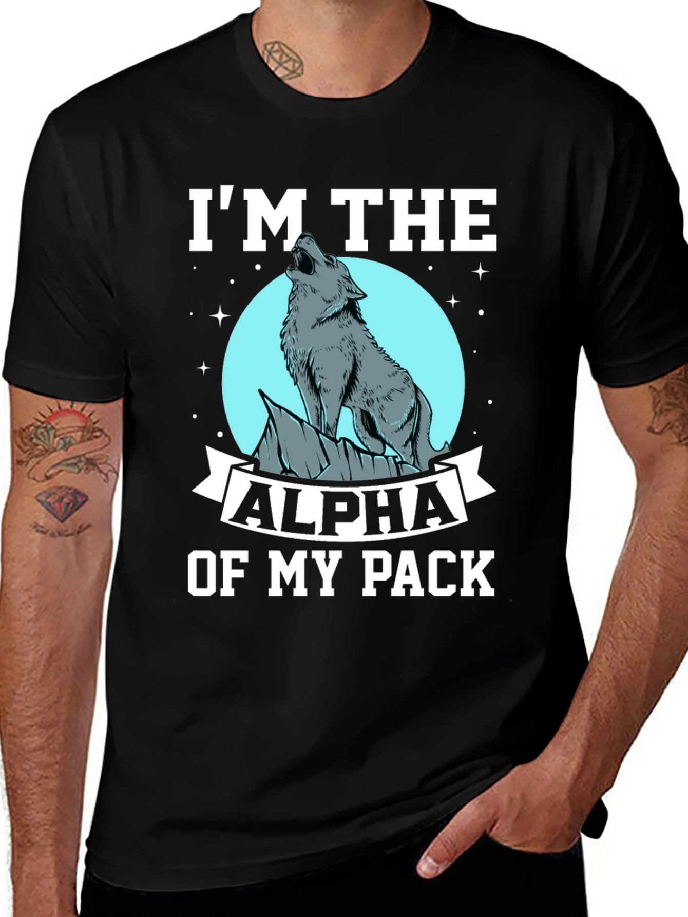 Alpha Wolf Pack Black Graphic T-Shirt