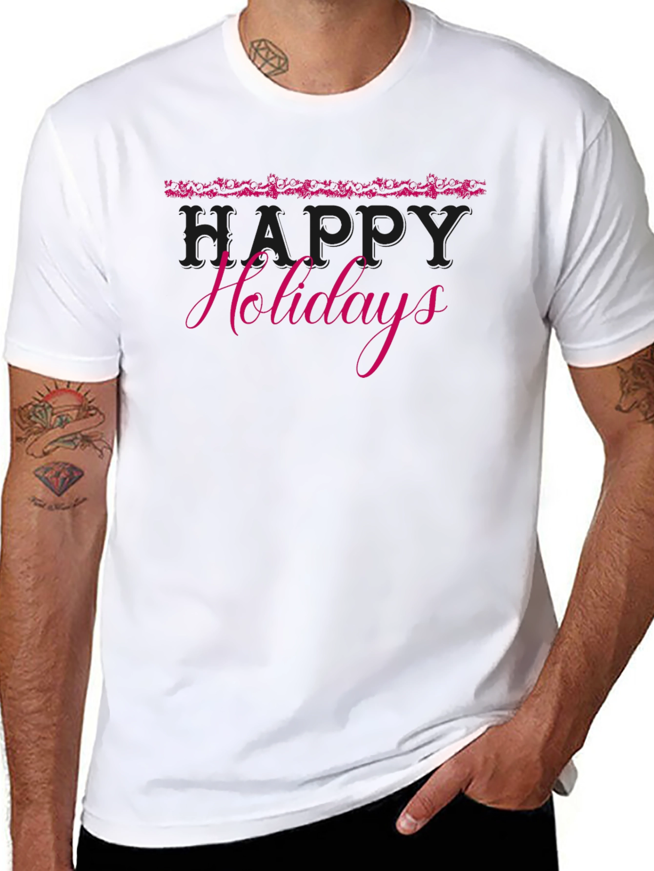 Festive Happy Holidays Black T-Shirt