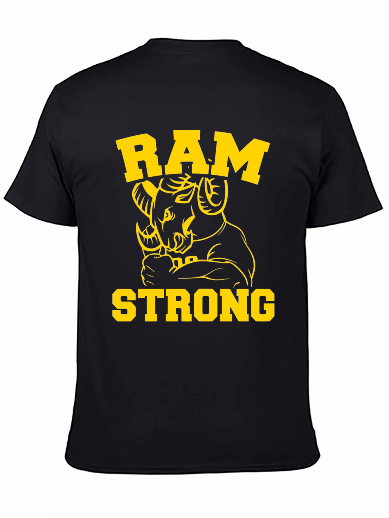 Ram Strong Graphic Tee - Black Cotton T-Shirt
