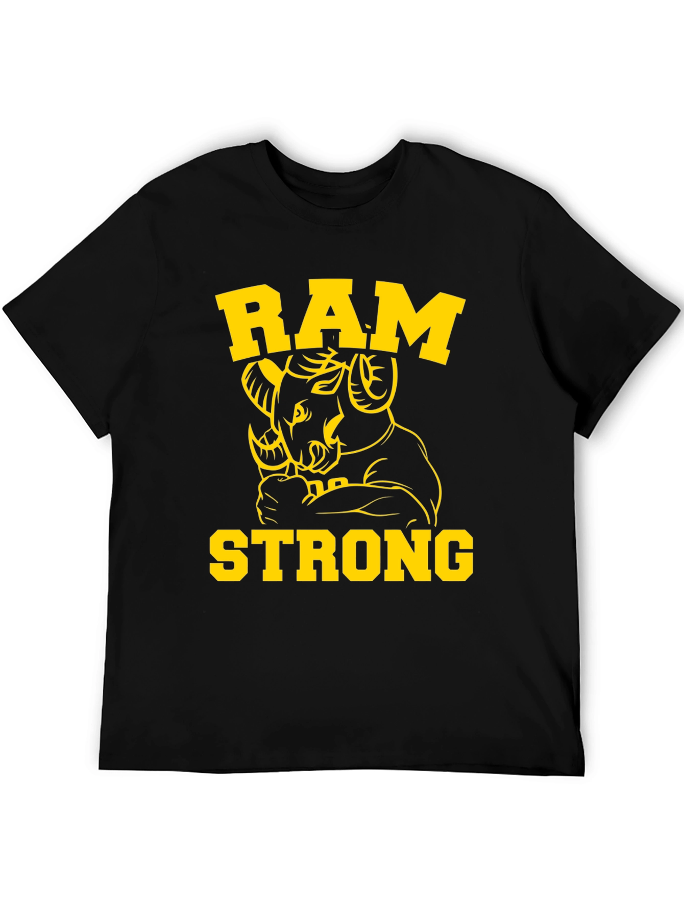 Ram Strong Graphic Tee - Black Cotton T-Shirt