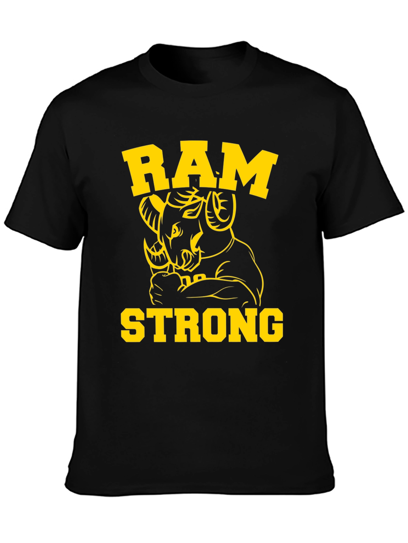 Ram Strong Graphic Tee - Black Cotton T-Shirt