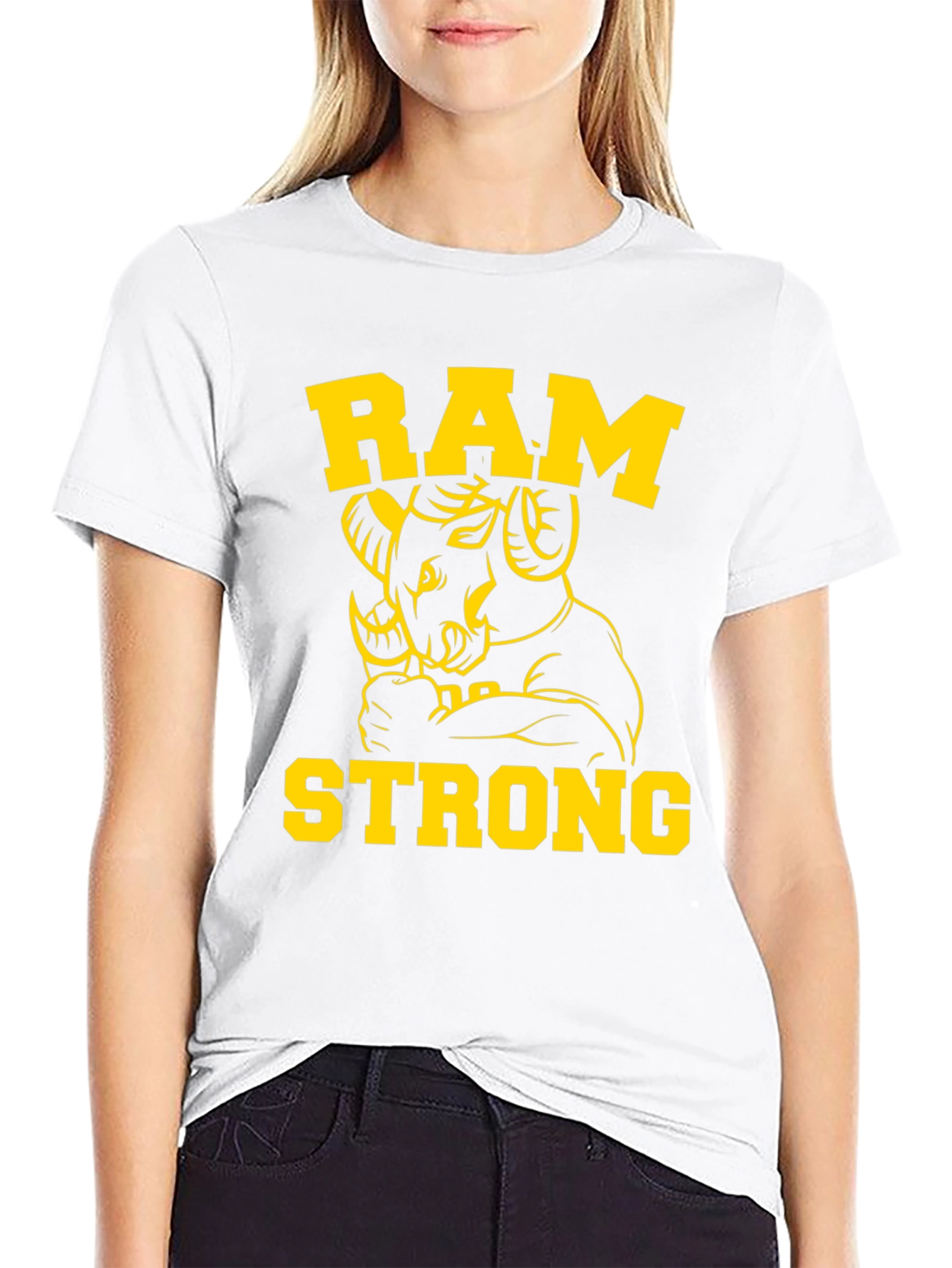 Ram Strong Graphic Tee - Black Cotton T-Shirt